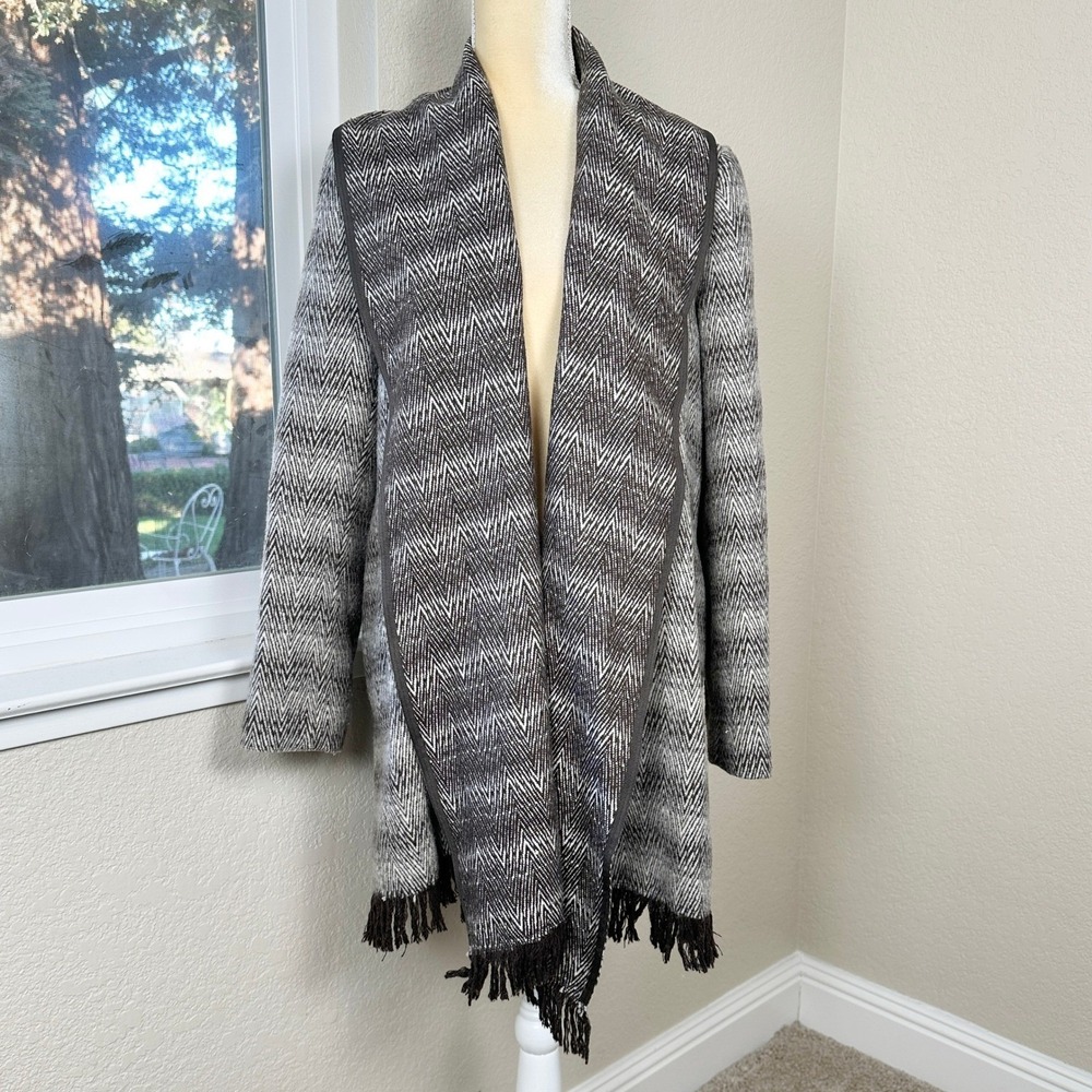 INSIGHT New York Geometric Knit Cardigan Womens 12‎ Wool Blend Lined Boho Chic